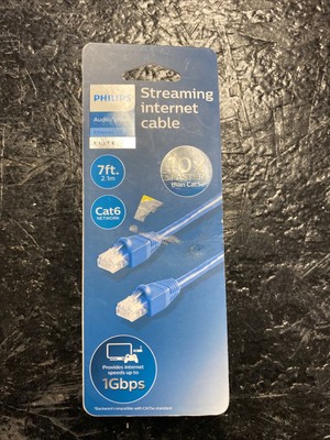 Philips Elite Cat6 Streaming Internet Cable 7ft Ethernet Blue SWN7121A