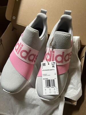 adidas Youth Lite Racer Adapt Running Shoe Grey/pink Size