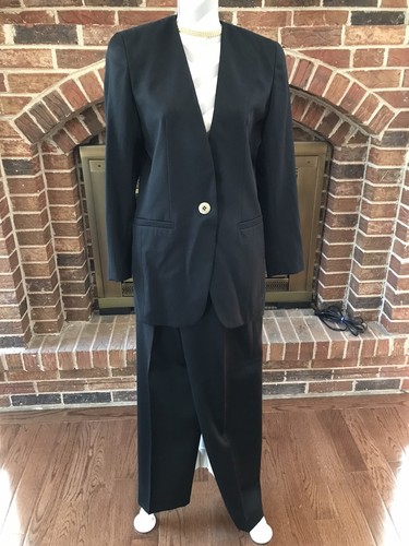 Damen Vintage 80’s Evan Picone Zweiteiler Anzug Größe 4 Schwarz