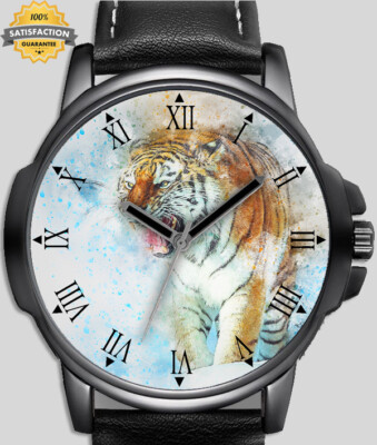 Roar of Tiger Malerei Skizze Kunst einzigartig Unisex schöne Armbanduhr UK SCHNELL