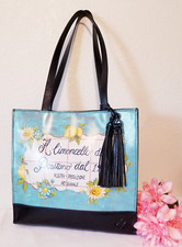 Patricia Nash Toscano Travel Poster Italian Leather Tote Shoulder Bag Handbag