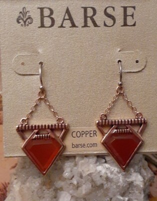 Designer Studio Barse Karneol Edelstein Kupfer Sterlingsilber Haken Ohrringe