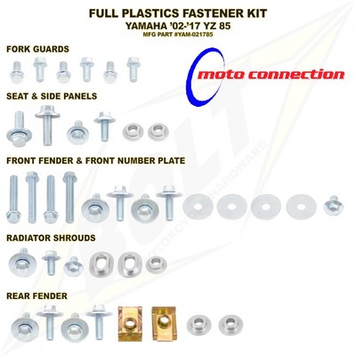 BOLZEN VOLL KUNSTSTOFF BEFESTIGUNGEN / SCHRAUBEN KIT für YAMAHA YZ85 2002 - 2018 