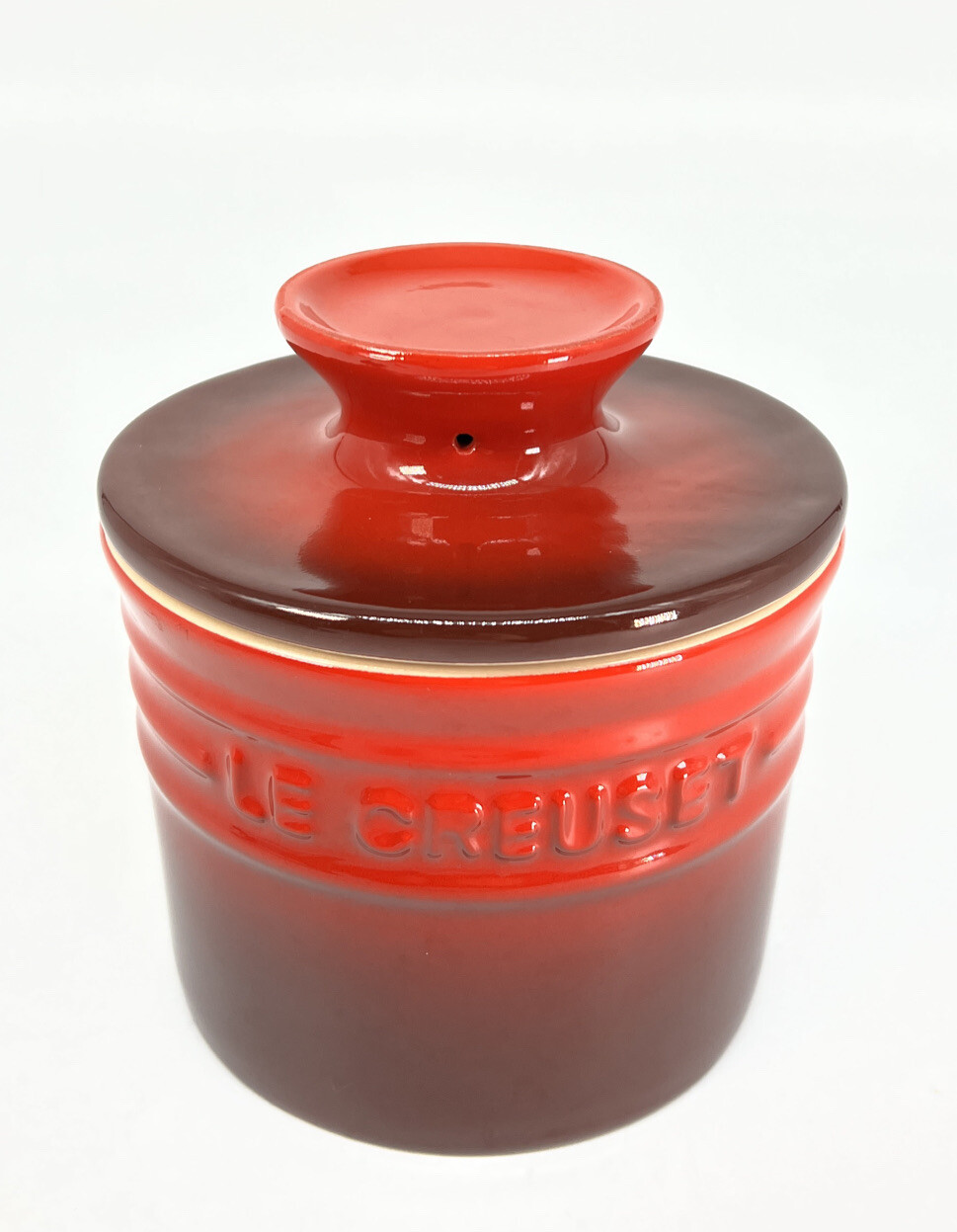 Le Creuset Butter Bell Crock RED Ombré NEW W/Tag No BoxMint eBay