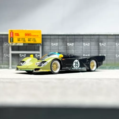 Spark 1:64 Porsche 962 auto display edizione limitata rivestimento mimetico modello in lega - Foto 3 di 8
