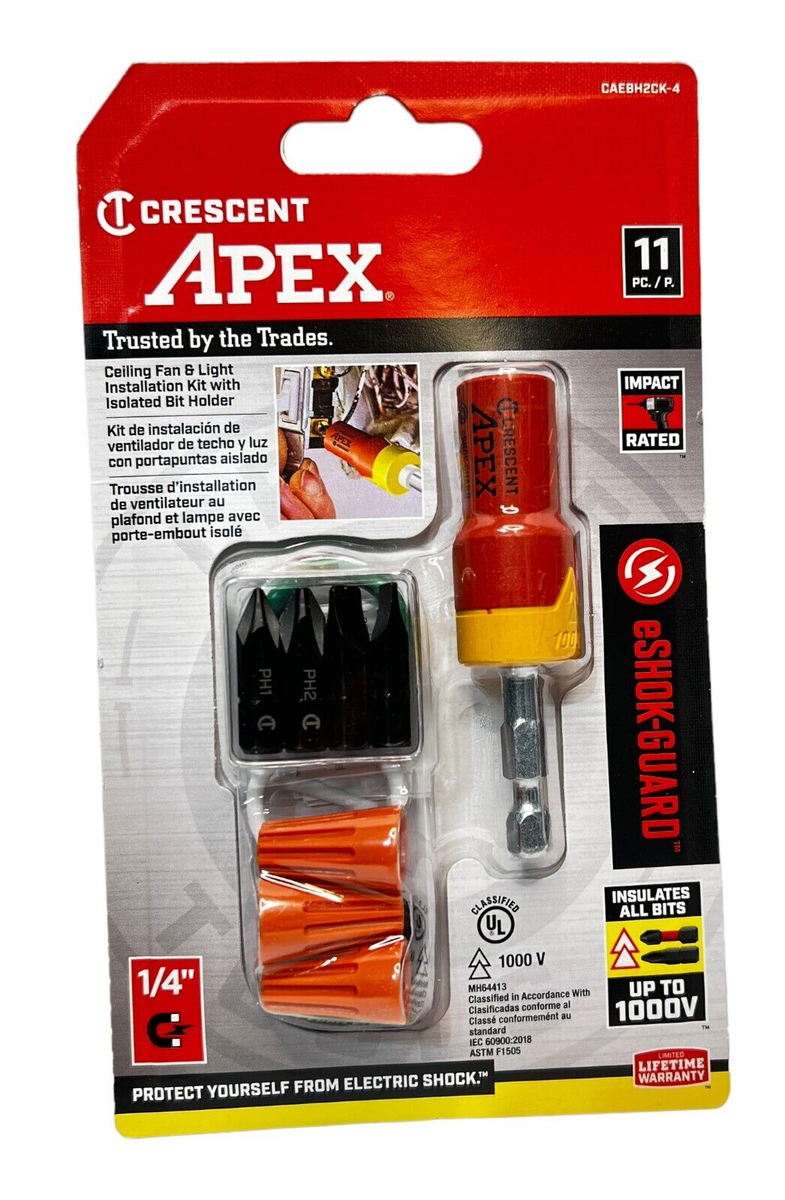 Crescent Apex Impact Driver Bit Set 11 pc Electric Shock GUARD New