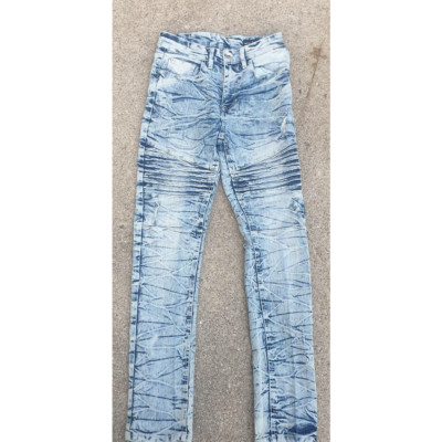 Next II Max Mens Biker Moto Jeans Blue Stretch Light Wash