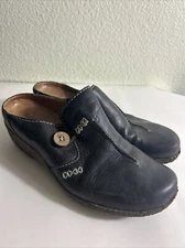 Timberland Comforia Overton Crepe Sole Black Leather Clogs Womens 6.5w
