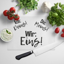 JUNIWORDS Glasschneidebrett"Ich Deins! Du Meins! Wir Eins" Valentinstag Geschenk