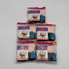 Lot of 5 Hanes Ladies Hi-Cuts Underwear 2-Pack 7/L Cotton Black/Pink Panties
