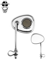 2x ORIGINAL LOWRIDER Chrome Teardrop Bicycle Mirror w/Black Reflector Bolt-On.