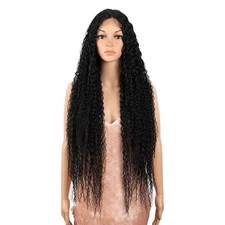 38” Long Curly Wig Lace Front Wigs Synthetic Wigs with Baby Hair Half Hand Ti...