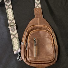 Brown Women  s Crossbody Sling Bag Adjustable Strap Multiple Compartments Zip