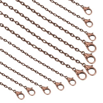 20 Pack 22 Inch Necklace Chains Bulk 2.5mm Red Copper Plated Cable Chains