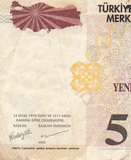 Turkey  100,000  Lira  2005  P 217  Series  G 73  Circulated Banknote LB 3A