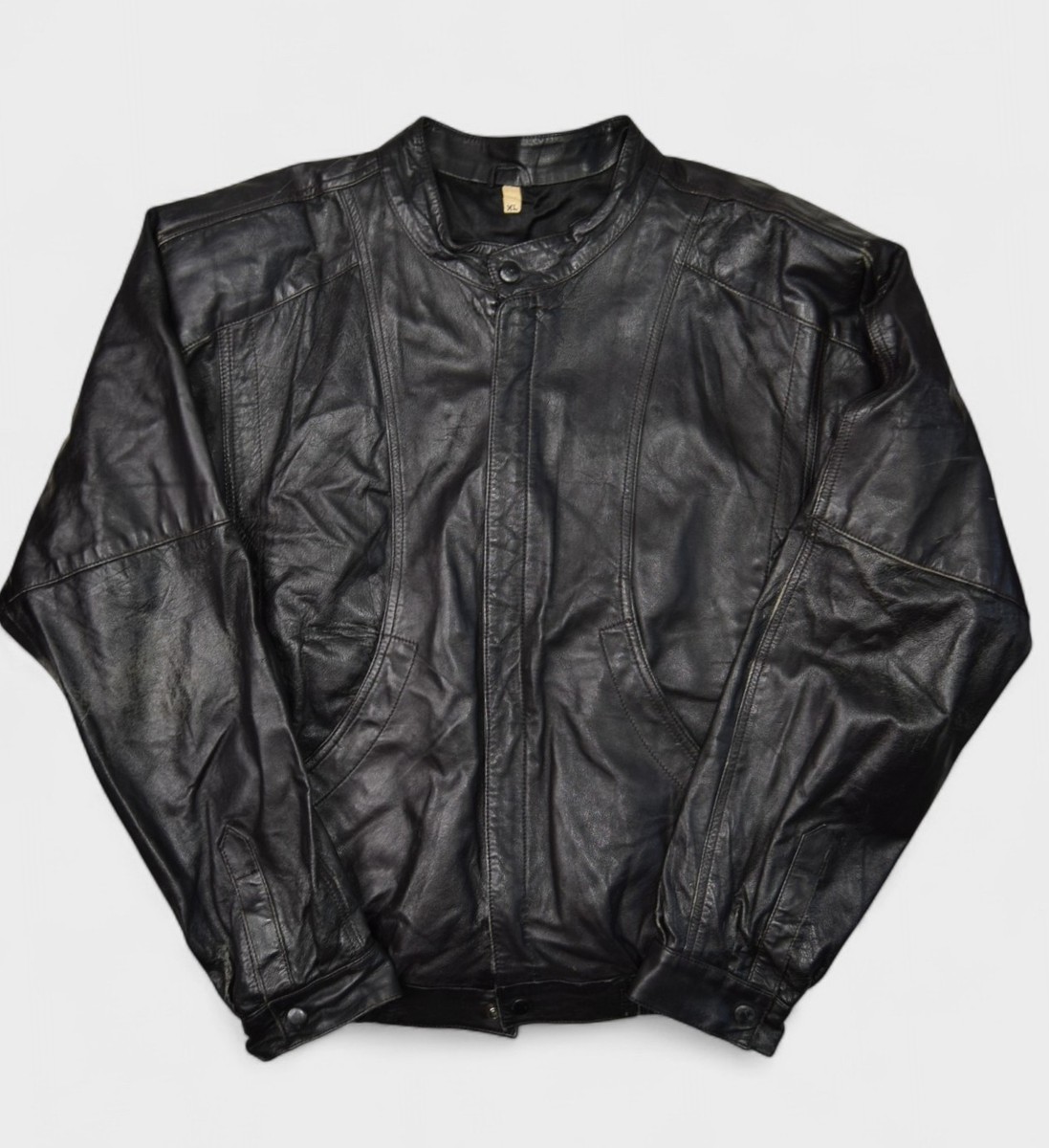 Vintage Leather Jacket Mens XL Bomber Biker Full Zip Motorcycle