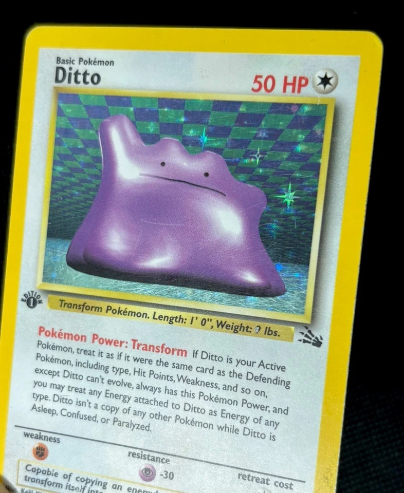 1999 1st Edition Ditto Holo Fossil HP 3/62 Pokemon WOTC Vintage Rare - Image 2 of 3