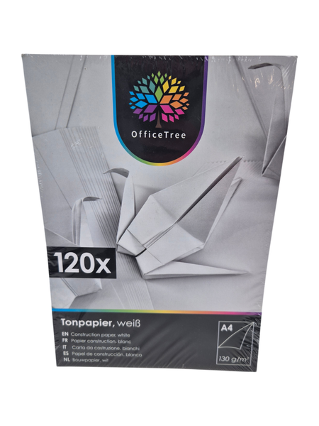 Tonpapier Weiß A4 Papier Fotokarton 120 Blatt 130G/M² Officetree Bastelpapier-image