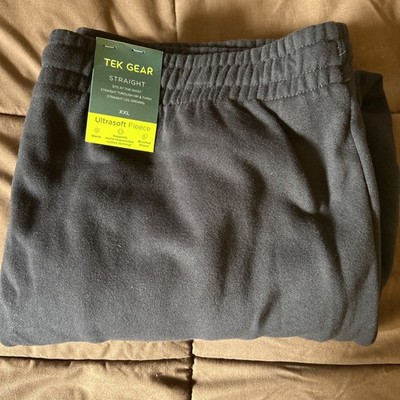 New NWT TEK GEAR XXL Straight MidRise fleece Pants Black