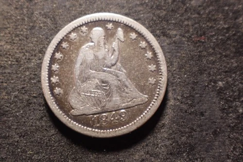 1849 F VF Full Date Seated Liberty Quarter Nice Quality AZX