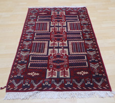 HAND MADE Carpet Rug Wool Vintage Jaldar 4ft 10" x 3ft 1" ORIENTAL AREA