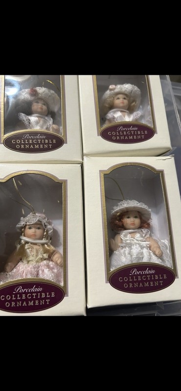 Vintage D G Creations Porcelain Doll Christmas Ornaments Set Of 4 NEW