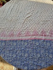 INDIAN KANTHA VINTAGE BLANKET THROW QUILT BEDSPREAD HAND STITCHED, REVERSIBLE