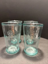 Set Of 4 Bacardi Rum Green Mojito Cocktail Glasses Embossed
