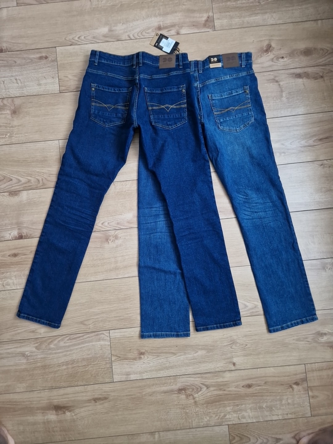 2 Mens Brand New W34 Long Straight/Slim Fit Crosshatch Blue and Dark Blue Jeans image 2