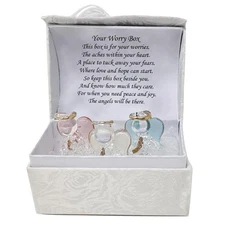 Set 3 Glass Guardian Angels Gift with Verse - Worry Box