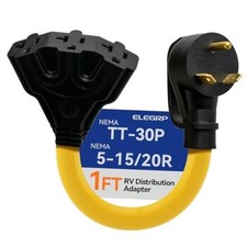 30 Amp to 110 RV Adapter 30A Male to 15A/20A Female TT-30P to 3x5-15R/20R 