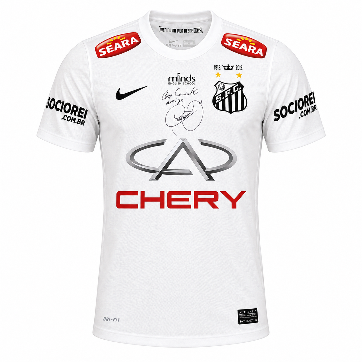 NEYMAR JR. MATCH WORN & SIGNED 2013 SANTOS F.C. JERSEY - LAST