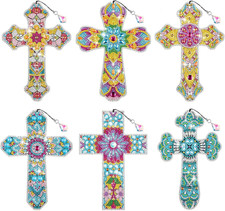 6 Pcs Cross 5D Diamond Art Bookmarks for Adult DIY Painting Kit Christmas Religi