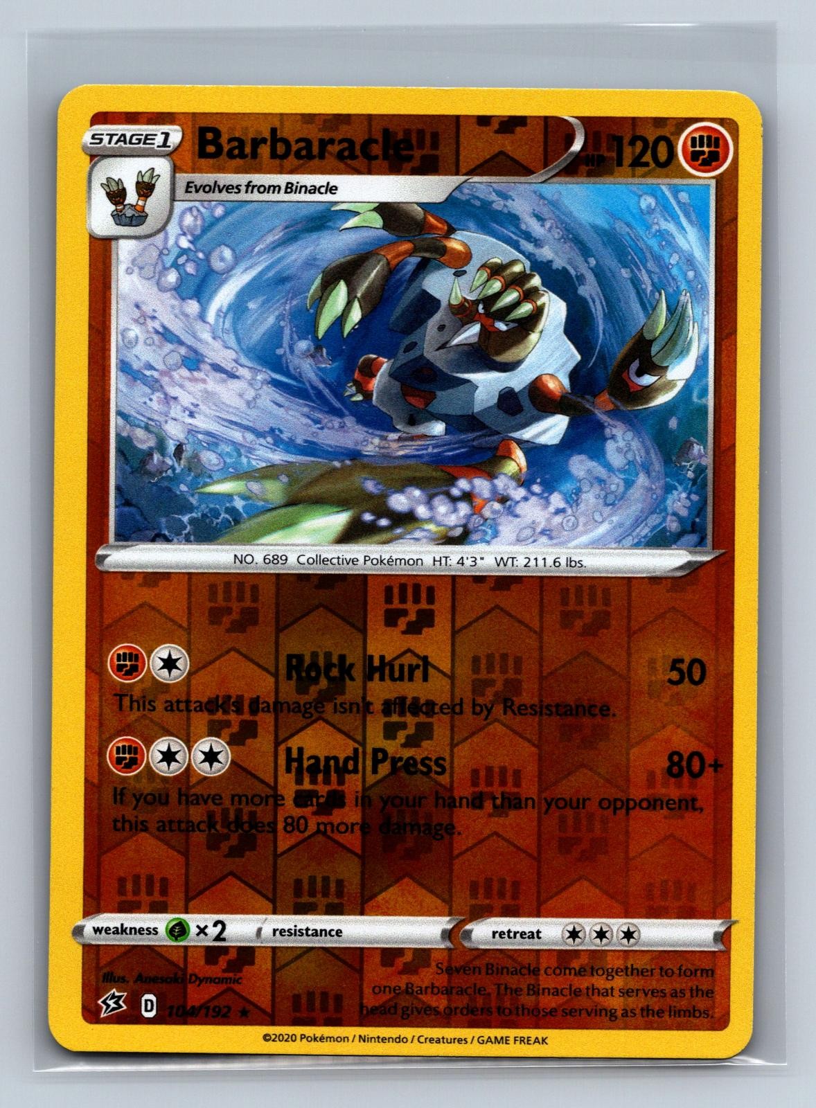 Barbaracle 104/192 Rare Rebel Clash Pokemon Reverse Holo NM/M 709d-14