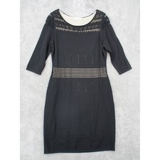 Calvin Klein Dress Womens Large Fitted Stretch Knit Career Classic Evening Black