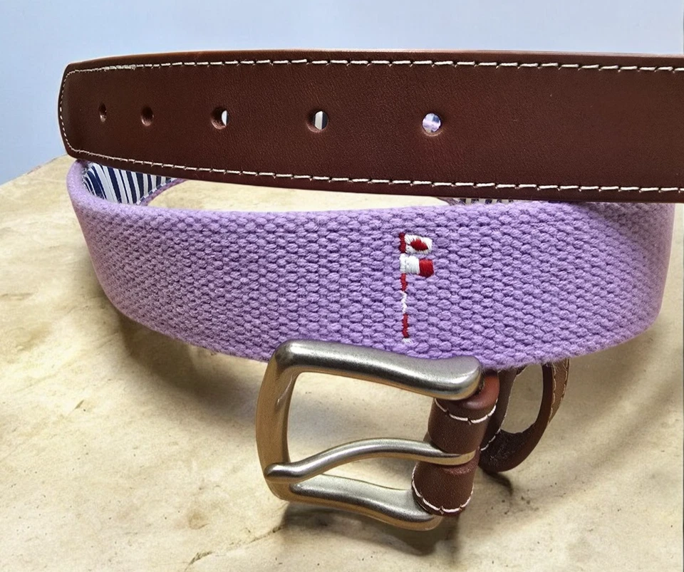 Cinturón de lona Peter Millar Friars Head Golf punta de aguja | Para hombre talla 40 | Lavanda Foto 3 de 4