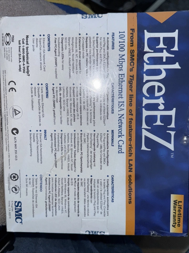 SMC Ether Power PCI 10Mbps Ethernet PCI Network Card 10BASE-T SMC8432T - Image 4 of 4