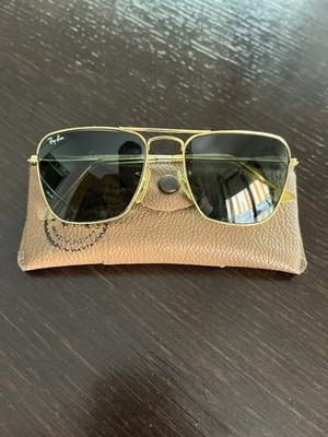 Vintage Rayban Sonnenbrille Made in USA B&L Bausch & Lomb Caravan Gold Grün