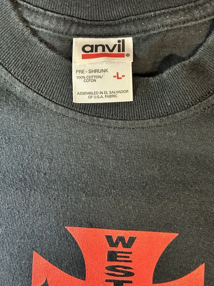 Camiseta Red Anvil Bar Y2K West Coast Choppers Negra y Roja Para Hombre LG Excelente Foto 4 de 4