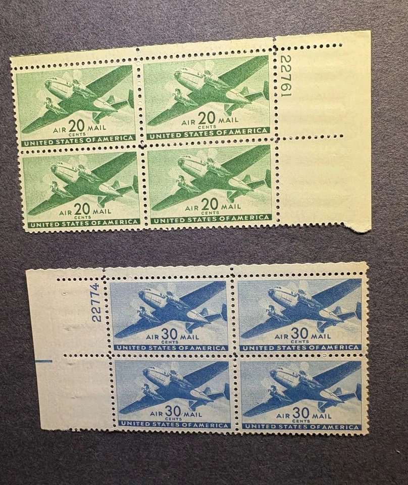 US Airmails Scott # C25-C31 Plate Blocks * F/VF MNH * SCV $81.20 - Image 3 of 4