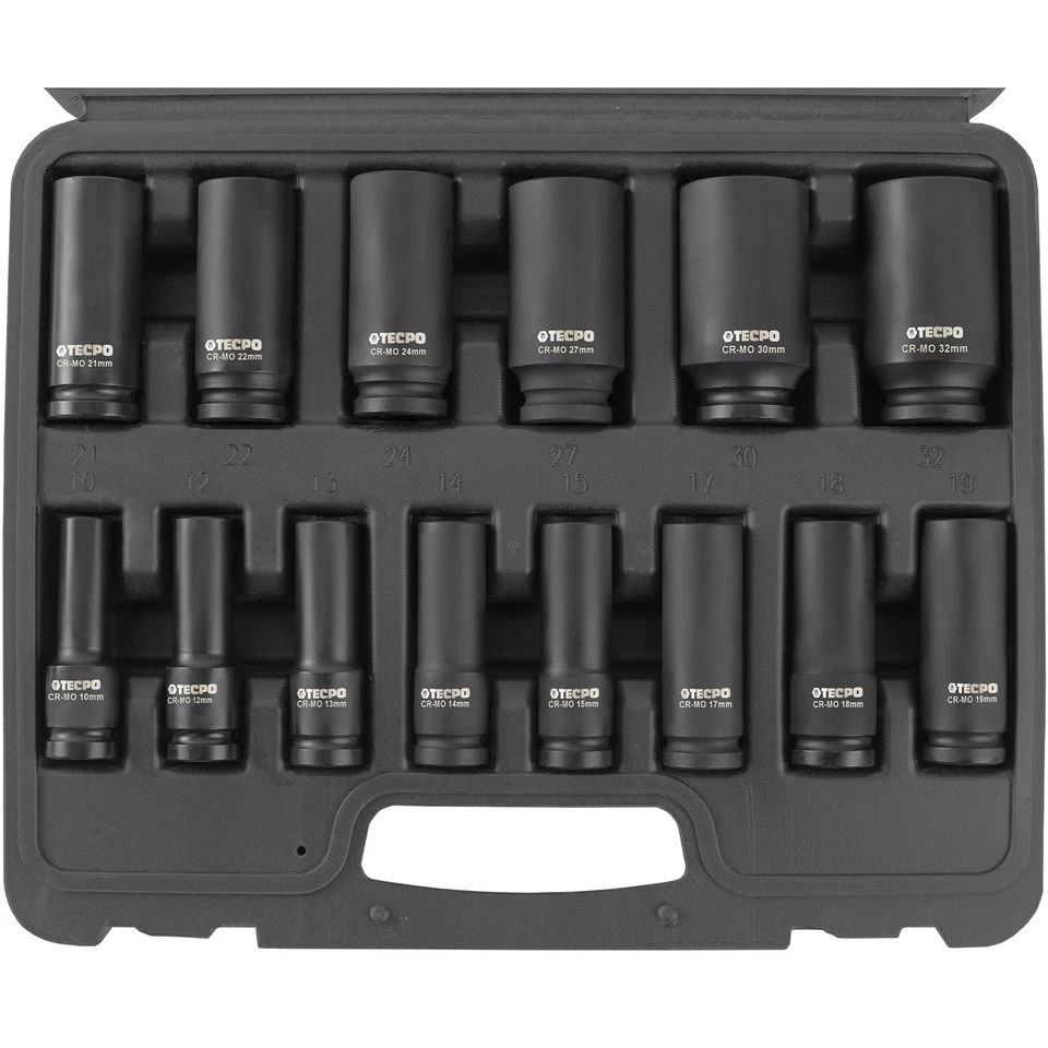 TECPO SCHLAGSCHRAUBER NÜSSE SW 10-32 mm KRAFT STECKSCHLÜSSEL NUSS-SET 1/2 ZOLL - Bild 3 von 4