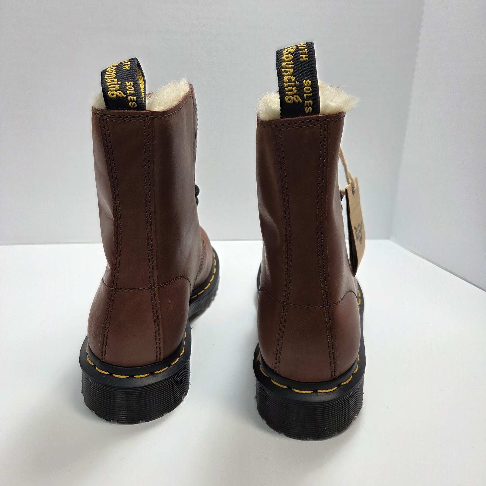 Dr Martens 1460 Serena Faux-Fur Lined Women's 7 Brown Leather Boot image 3