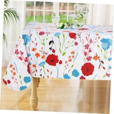 Rectangle Waterproof Vinyl Table Cloth, 70" x 52" Rectangular Off White