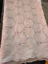 White Voile Lace Fabric 5 Yards Floral Embroidery Bridal Wedding Dress