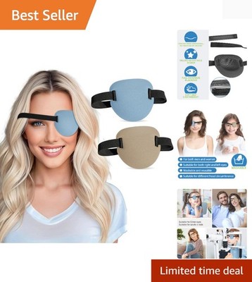 2 Pcs 3D Eye Patches for Adults and Kids, Adjustable Medical Eyepatch for Rig...