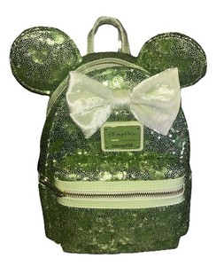 Disney Parks hidden Mickey Sequin Loungefly- Tinkerbell Green NWT Loungefly Disney Tinkerbell Green Sequin Mini Backpack NWT  main image 3