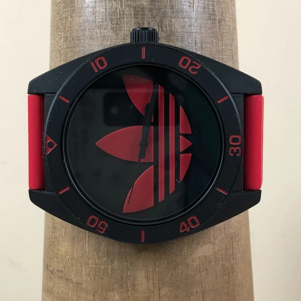 Adidas Men ADH2969 Sport Black Red Rubber Quartz Analog 48mm Watch 7 3/4" - image 3 of 4