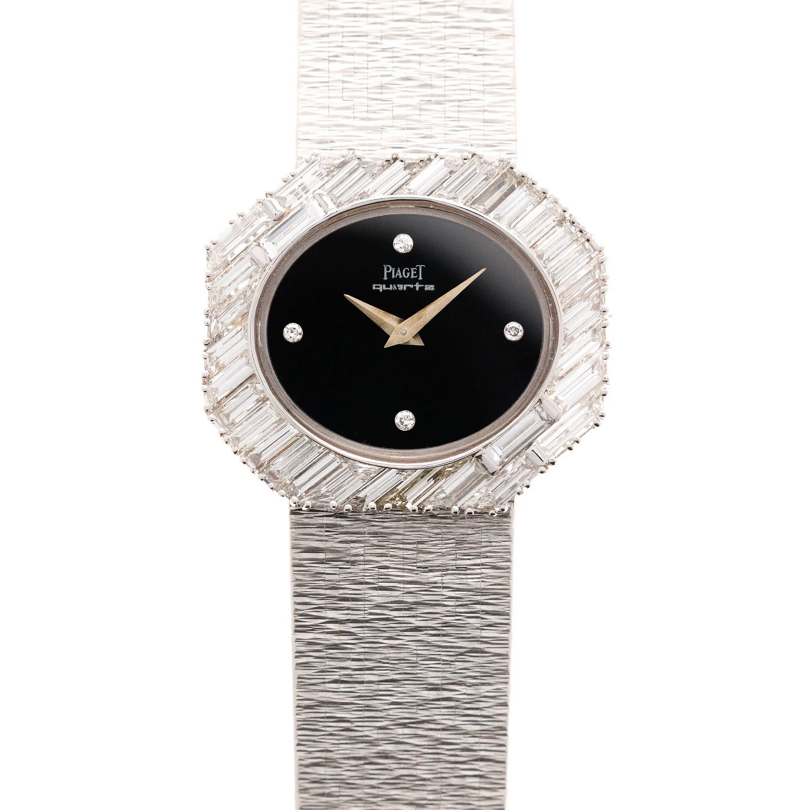 Piaget — Piaget White Gold Large Diagonal Baguette Bezel Watch with Onyx Dial 7334A6
