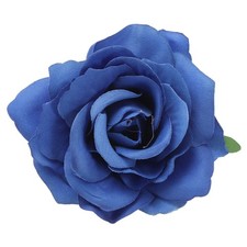 Rose Boho Hair Clips Fabric Flower Brooch Pins for Women Wedding Dark Blue