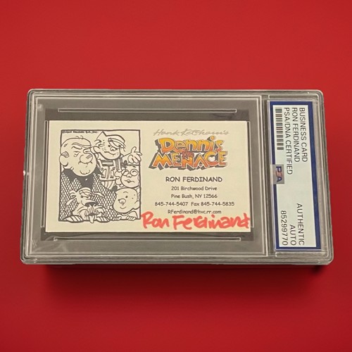 Ron Ferdinand Dennis the Menace Signed Business Card PSA/DNA Slabbed